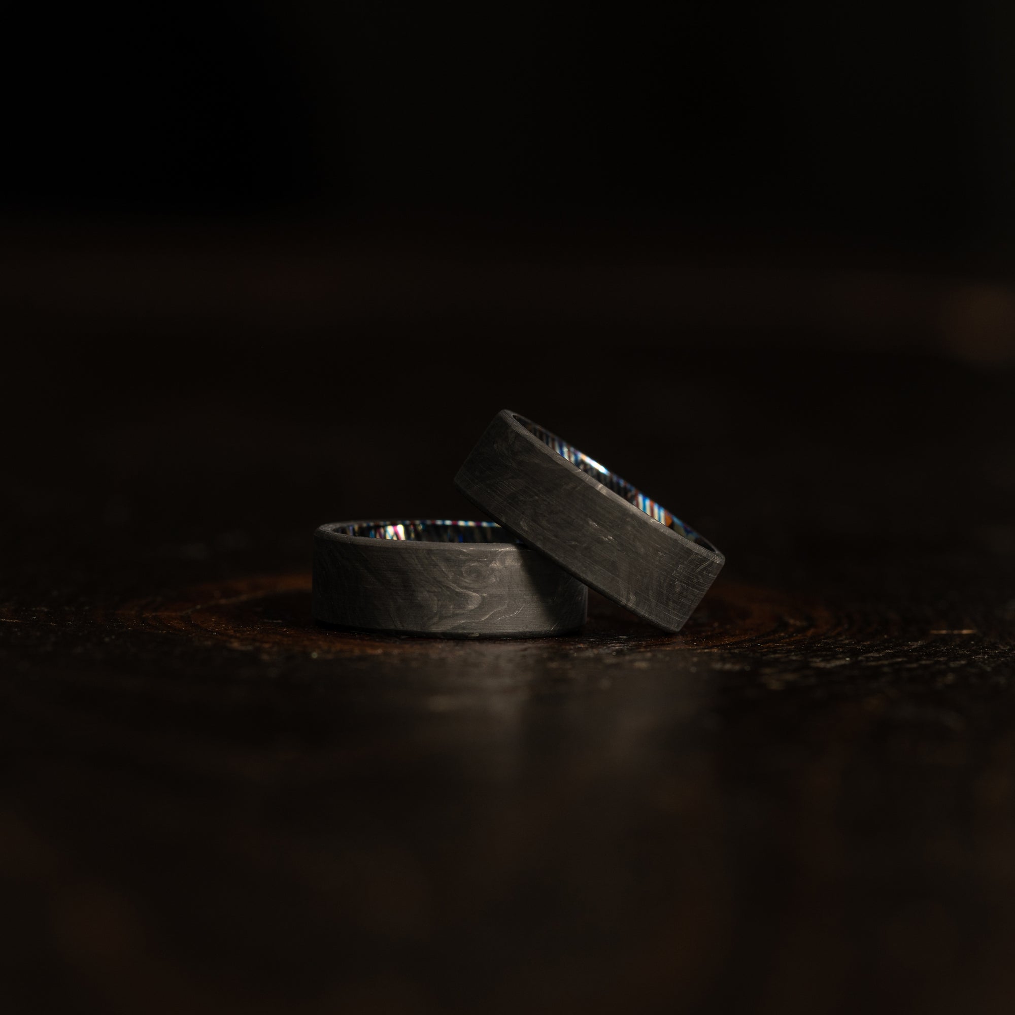 "Athena"  Forged Carbon Fiber/Timascus Titanium Ring