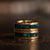 "Zeus" Gold Hammered Tungsten Carbide Ring- Meteorite and Emerald Opal- Yellow Gold- 8mm