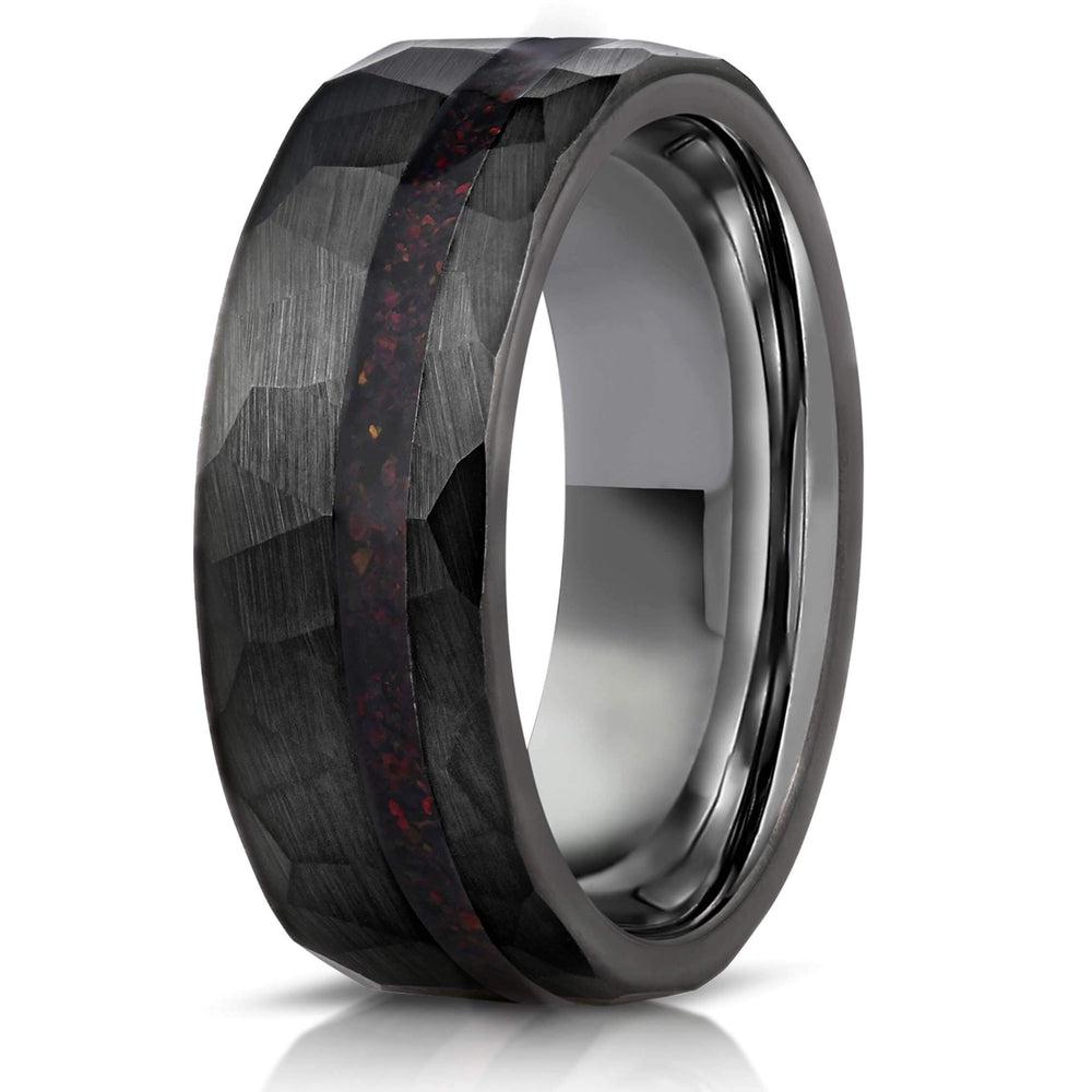 Mens Rose Gold Inlaid Tungsten Carbide Ring Brushed Comfort Fit - 8mm