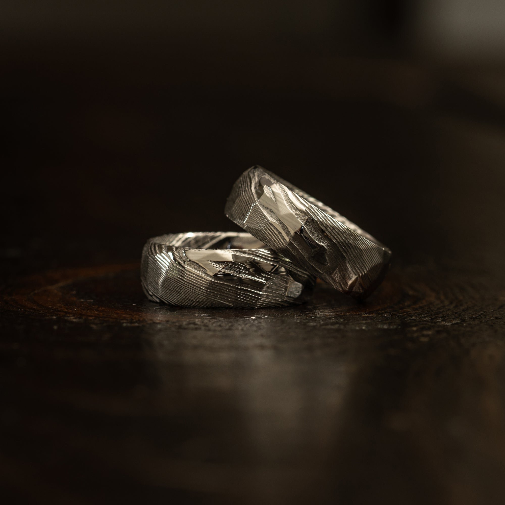 Hammered "Poseidon"  Steel Ring- Full Polish