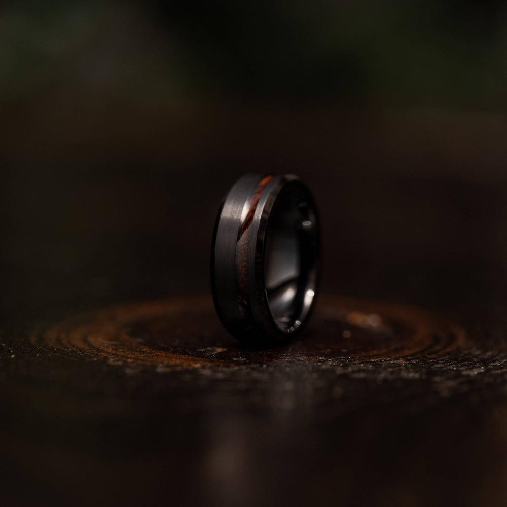 "Artemis" Ironwood x Black Tungsten Ring-Rings By Lux