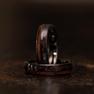 "Dionysis" Womens Tungsten Carbide Ring- Gunmetal X Black Opal- 5mm-Rings By Lux