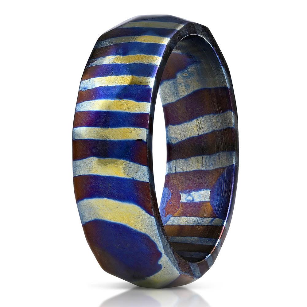 "Poseidon" Hammered Timascus Ring-Rings By Lux