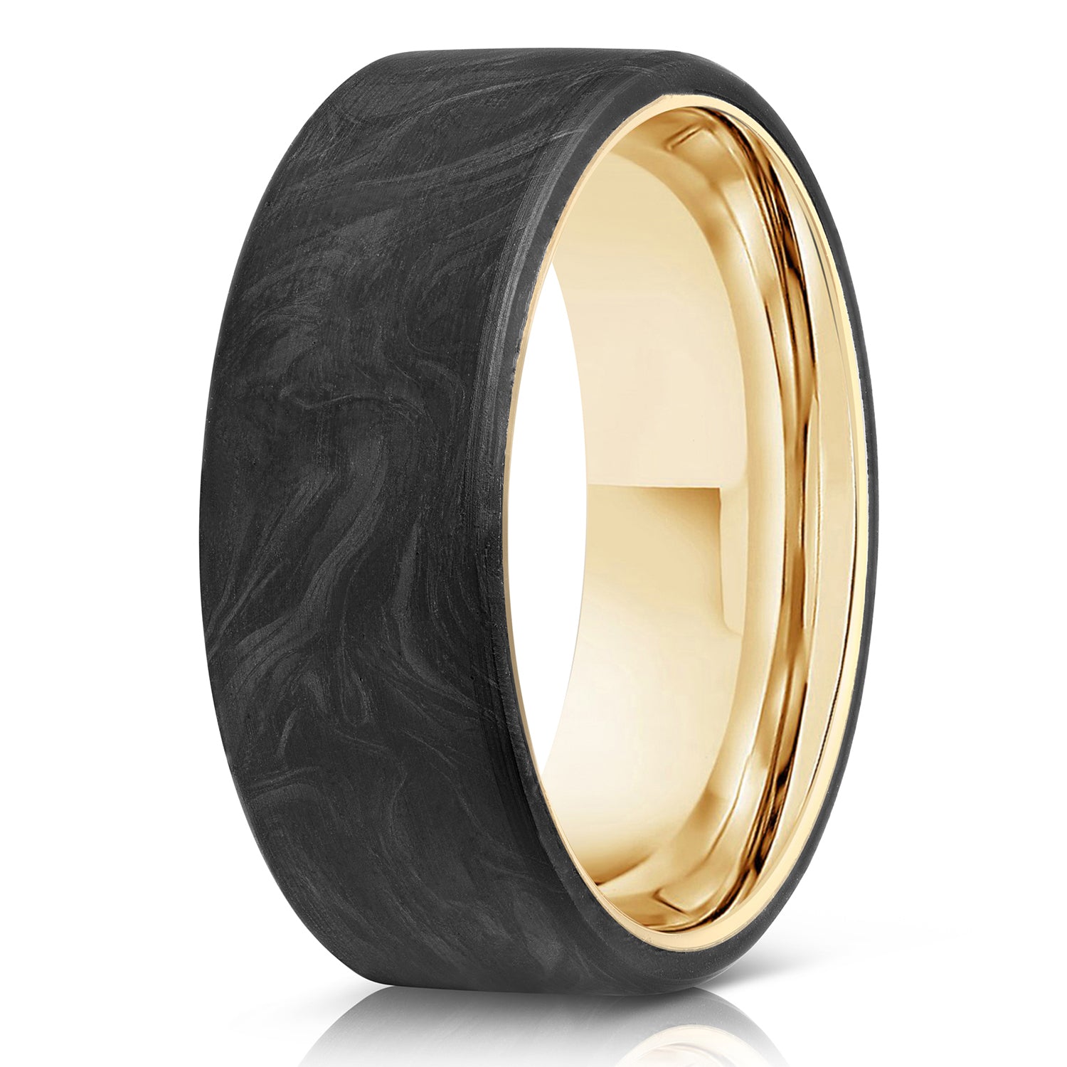 "Athena"  Forged Carbon Fiber/Yellow Gold Tungsten Ring