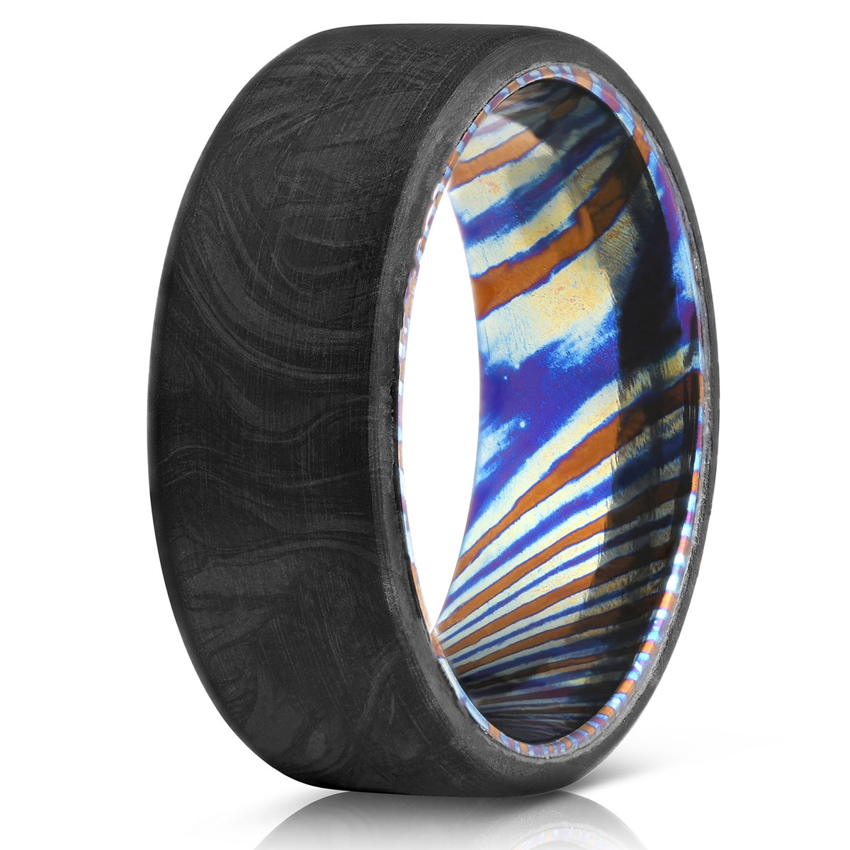 "Athena"  Forged Carbon Fiber/Timascus Titanium Ring